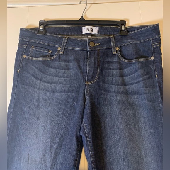 PAIGE JEANS Peg Skinny Stretchy Dark Wash Denim Blue Jeans l Size: 31 LIKE NEW - Picture 4 of 7